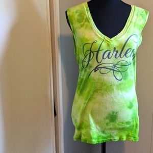 Harley Davidson Lime  Green tie-dyed t-Shirt